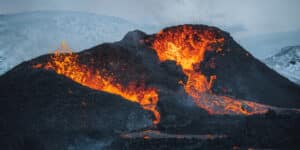 Iceland volcano erupts