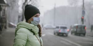 People breathe bad air