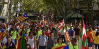 People in Barcelona protest against tourism